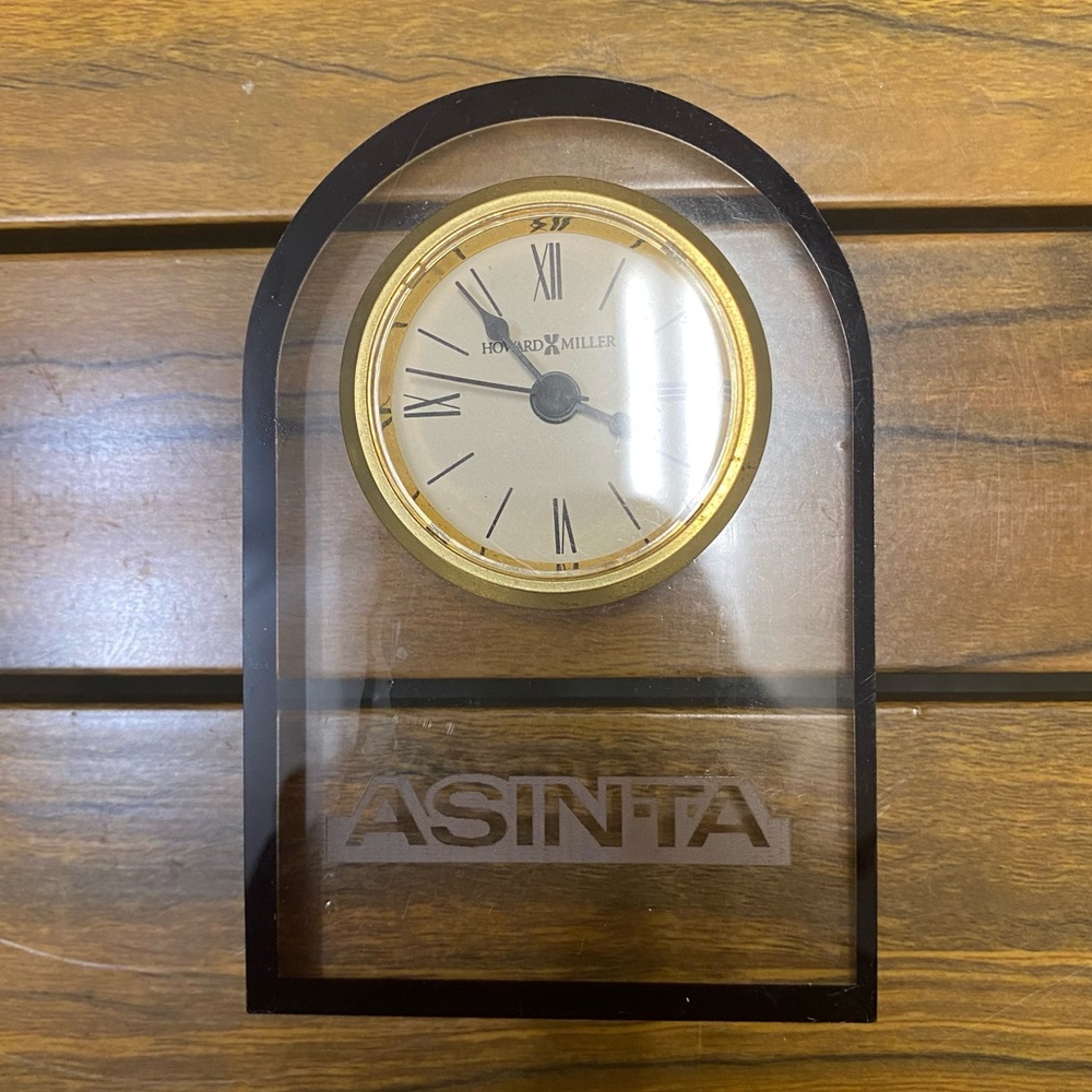 Howard Miller Desk Mantle Arch Clock Asinta Etched 4.5” Roman Numerals